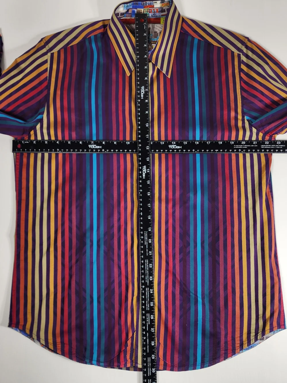Robert Graham Men’s Multicolor Striped Dress Shirt - Purple/Blue/Gold